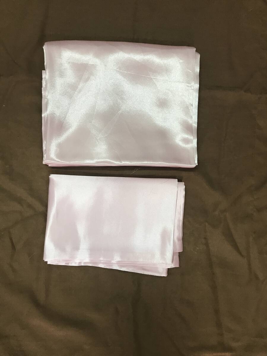 ★送料無料1★サテンシルクシーツ1枚・枕カバ_2枚 3点組(pink)◆拍卖