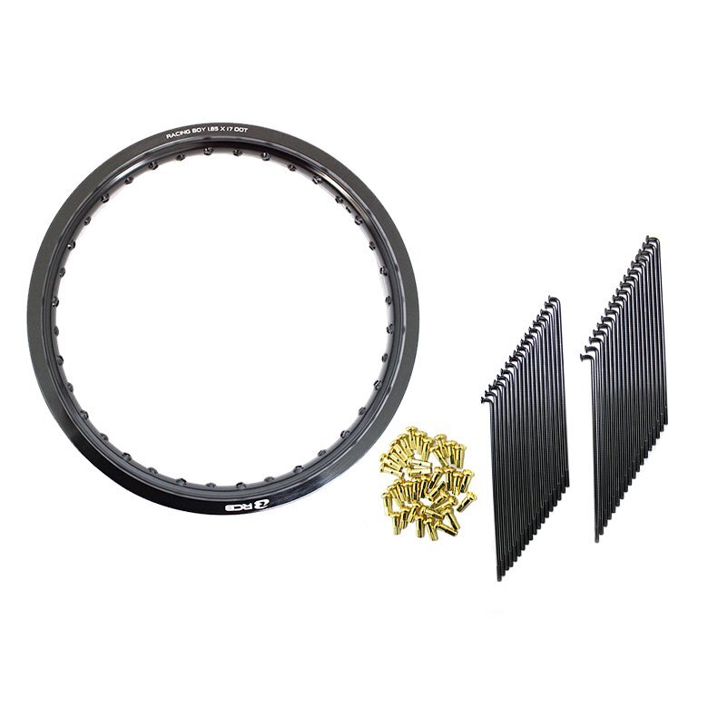 RCB製 1.85×17 36穴 アルミホイール&リムスポークセット OSAKI製汎用9×153 リムスポーク36本入り ハンターカブ CT125拍卖