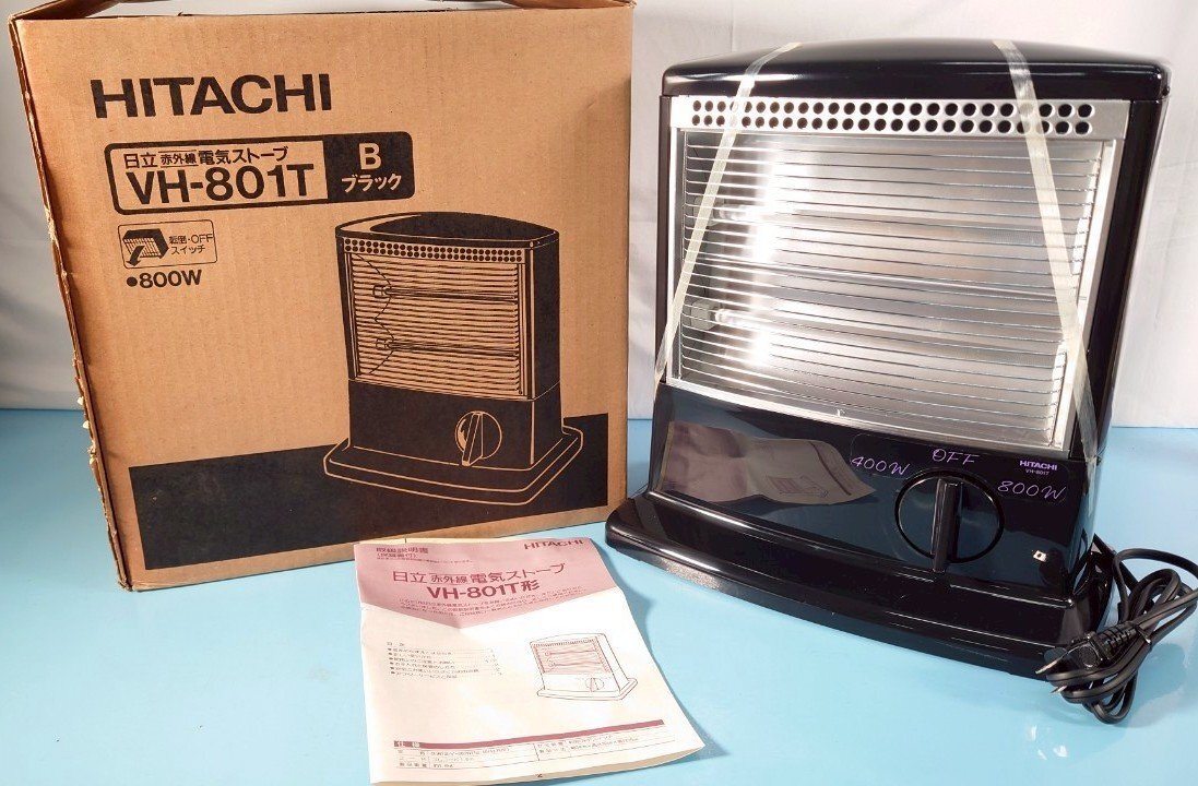 1円~ 未使用 日立 HITACHI VH-801T ブラック 赤外線 電気ストーブ 説明書・箱付き / スリム / コンパクト / 2段階調整拍卖