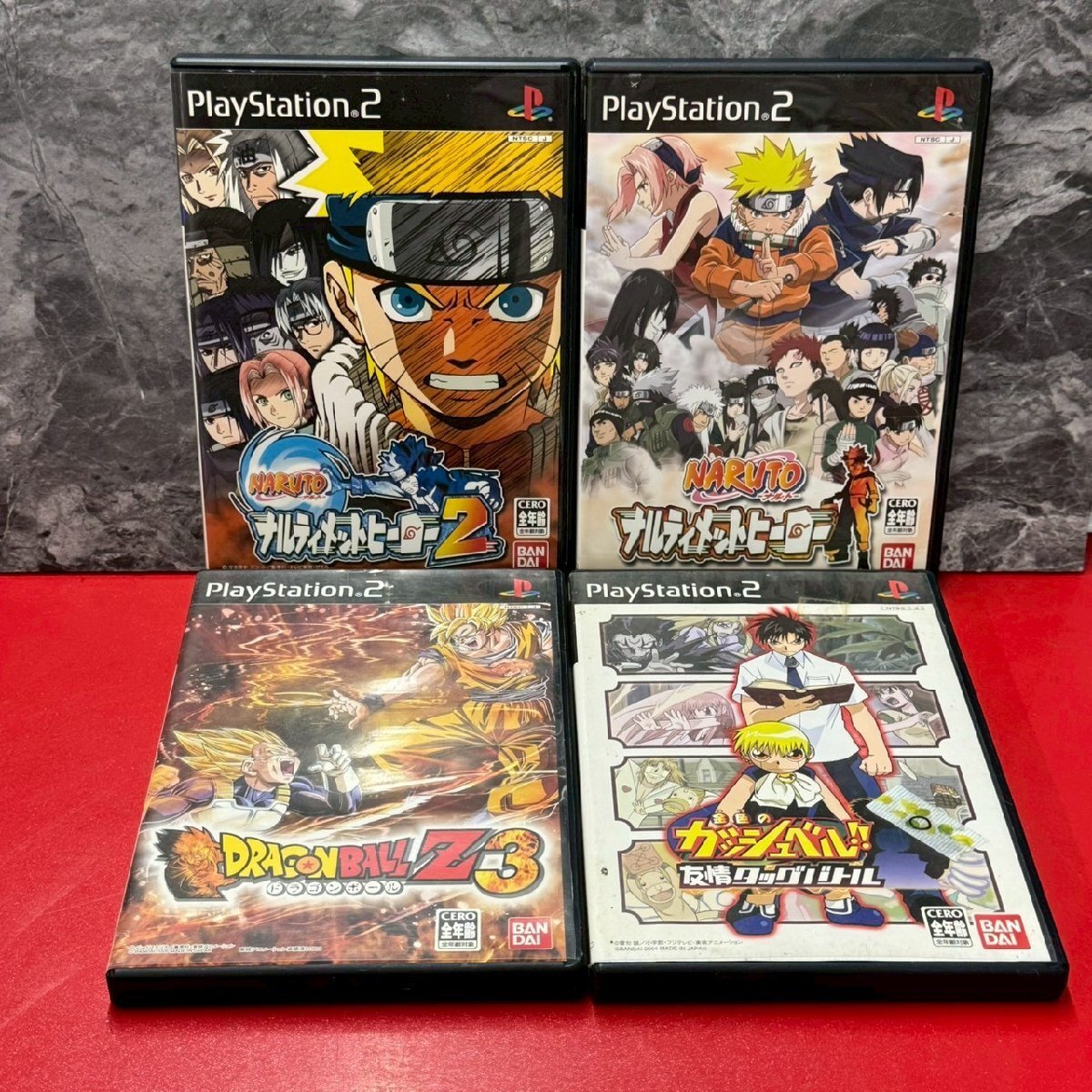格闘対戦ゲームセット 金色のガッシュベル ドラゴンボール NARUTO など 4点セット SONY PS2 プレステ2 ゲームソフト拍卖