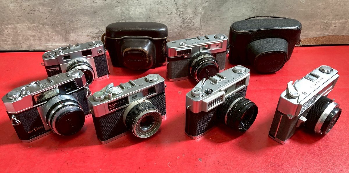 1円~ フィルムカメラ レンジファインダー 6点 約4.8㎏ まとめ売り 現状品 / KONICA / RICOH / OLYMPUS拍卖