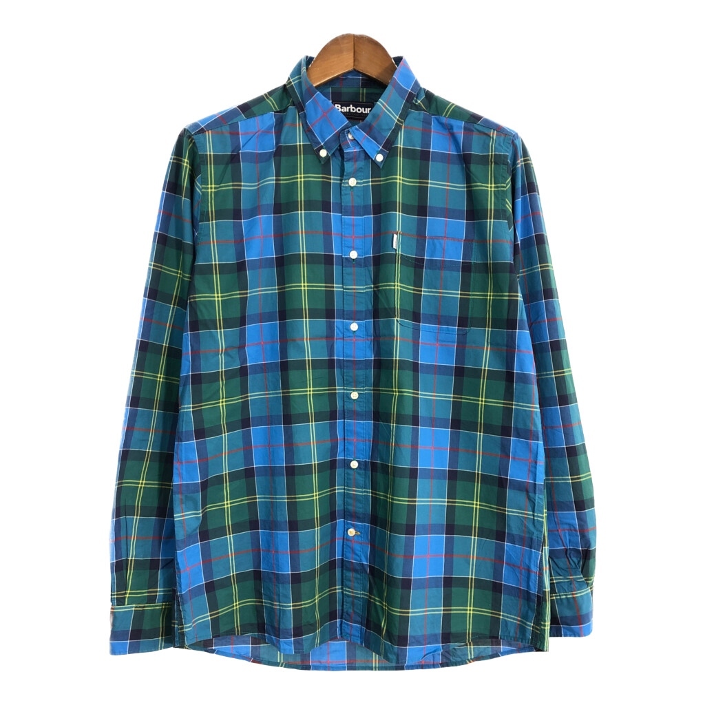 Barbour バブアー ボタンダウン 長袖シャツ マドラスチェック ブルー (メンズ M) 中古 古着 T2281 1円スタート拍卖