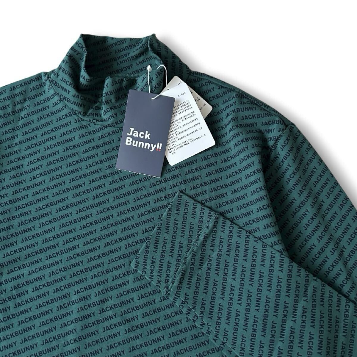 新品タグ付き 大きいサイズ 6 XL JACK BUNNY ジャックバニー 総柄 ストレッチ モックネック 長袖 シャツ PEARLY GATES メンズ ゴルフ拍卖