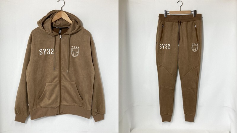 SY32 by SWEET YEARS エスワイサーティトゥ バイ スウィートイヤーズ セットアップ スウェード調 Lサイズ ブラウン ジャージ A15248◆拍卖