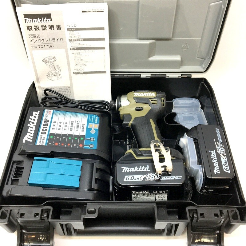 未使用 makita マキタ 充電式インパクトドライバ TD173DRGXO フルセット 18V 6.0Ah オリーブ 純正品 コードレス △ DW3615拍卖