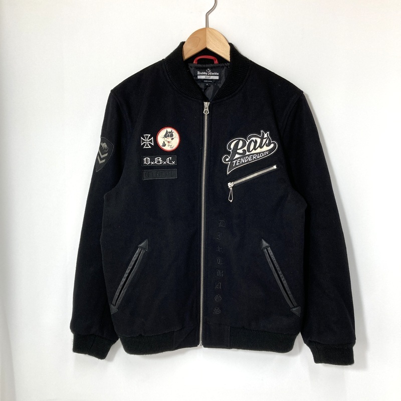 HUF FREDDYCORBIN ハフ フレディコービン スタジアムジャンパー スタジャン バーシティジャケット Mサイズ ブラック アウター A15227◆拍卖