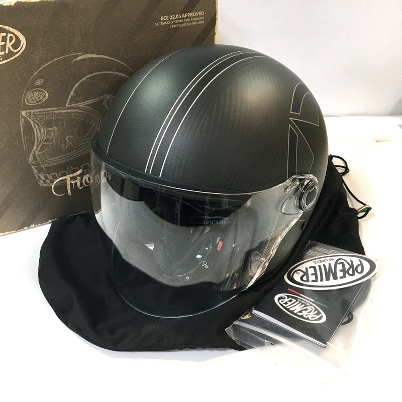PREMIER プレミア VANGARDE STAR CARBON ジェットヘルメット 除菌消臭済 Lサイズ ブラック オートバイ バイク用品 ◇TA3651拍卖