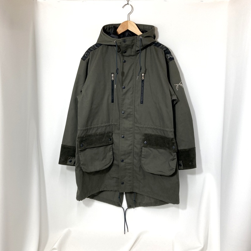 roarguns ロアーガンズ コート トライバルジャガードモッズコート 23FGC-01A 日本製 サイズ2 Mサイズ相当 カーキ アウター A15265◆拍卖