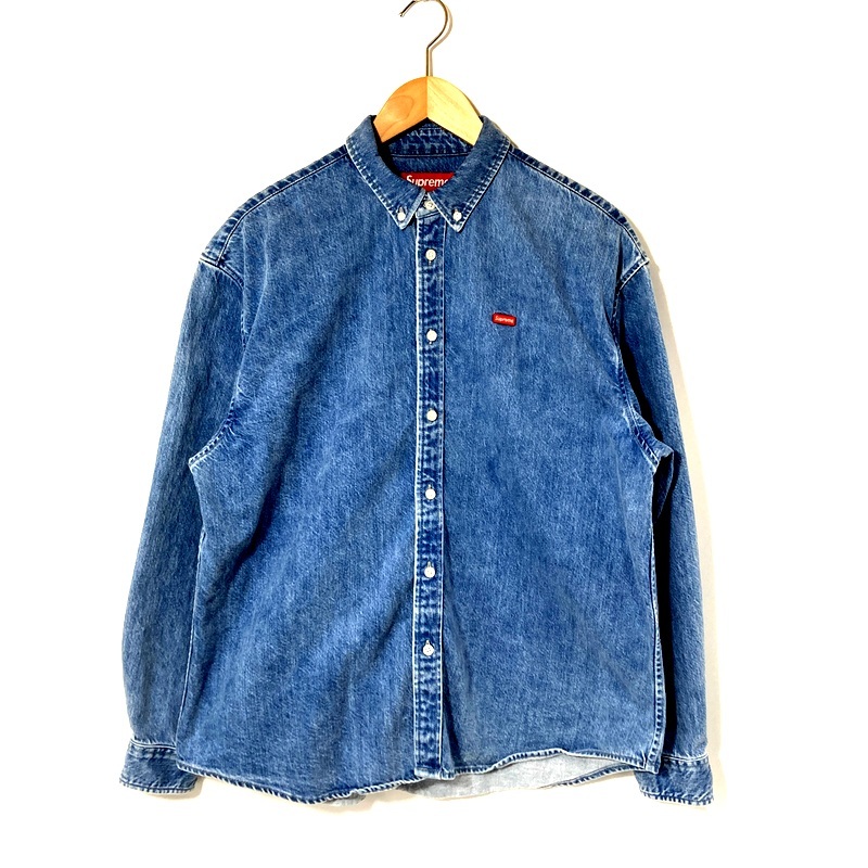 Supreme シュプリーム デニムシャツ 長袖 Small Box Denim Shirt スモールボックス 古着 メンズ Mサイズ インディゴ トップス A15308◆拍卖