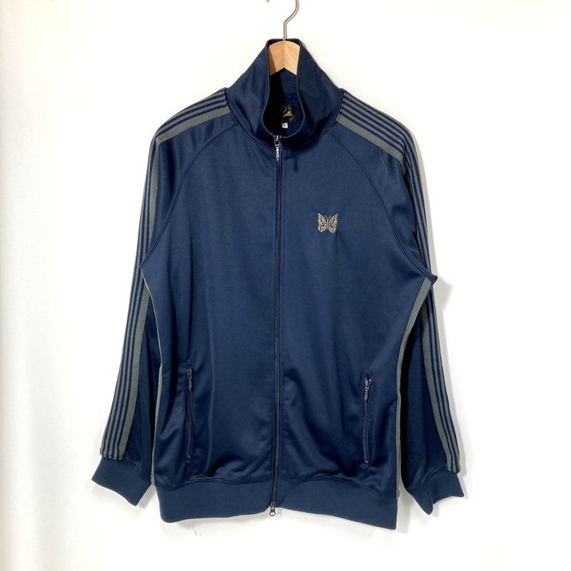 Needles ニードルス トラックジャケット ジャージ ジップアップ 刺繍 古着 メンズ Lサイズ ネイビー アウター A15302◆拍卖