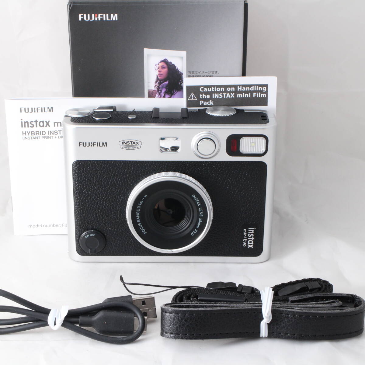 ☆美品☆ フジフイルム FUJIFILM チェキ Evo ハイブリッドインスタントカメラ instax mini Evo ブラック INS MINI EVO BLACK C #4325拍卖