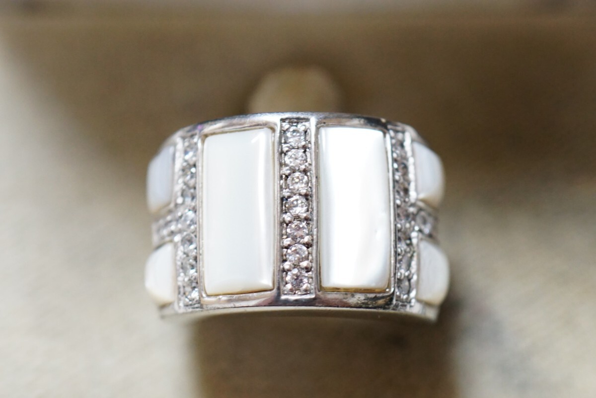 734 海外製 シェル 貝 シルバー リング 指輪 ヴィンテージ アクセサリー SILVER 925刻印 アンティーク シルバージュエリー 装飾品拍卖