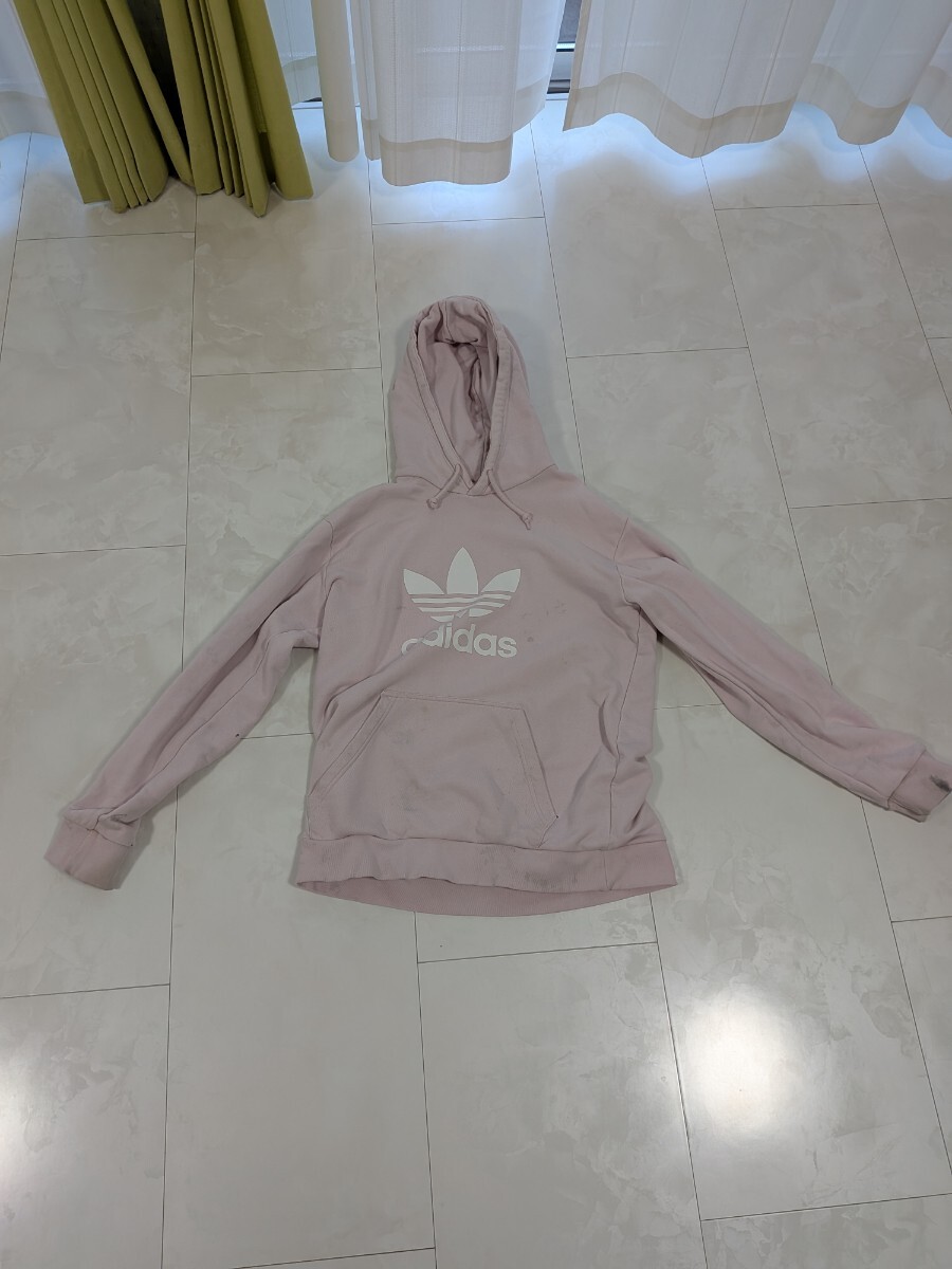 adidas アディダス トレフォイルロゴ パーカー ピンク レディース Mサイズ相当拍卖