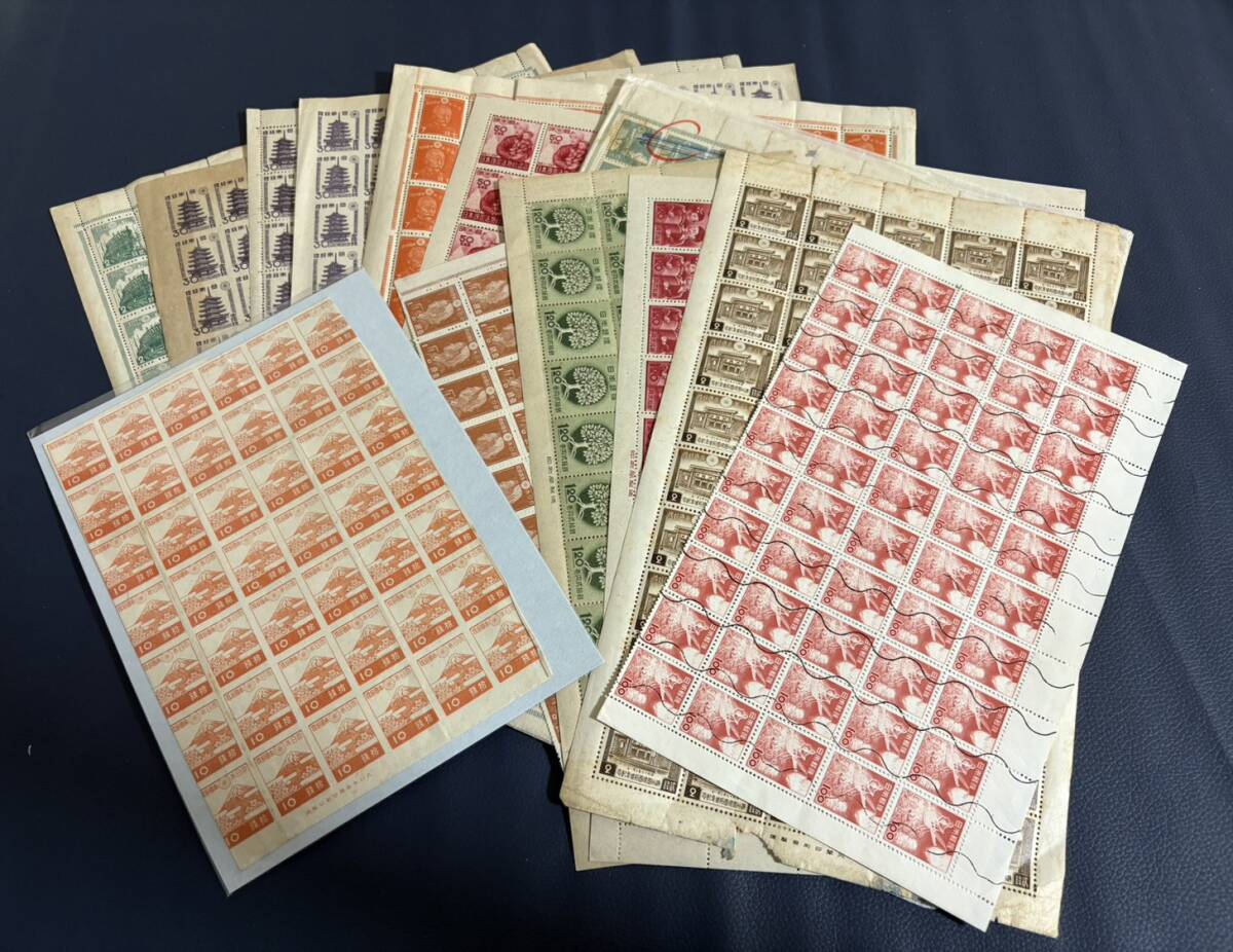 ★日本切手シートセット 五重塔,日本国憲法,富士山と桜,教育復興,全国緑化など★kn23拍卖