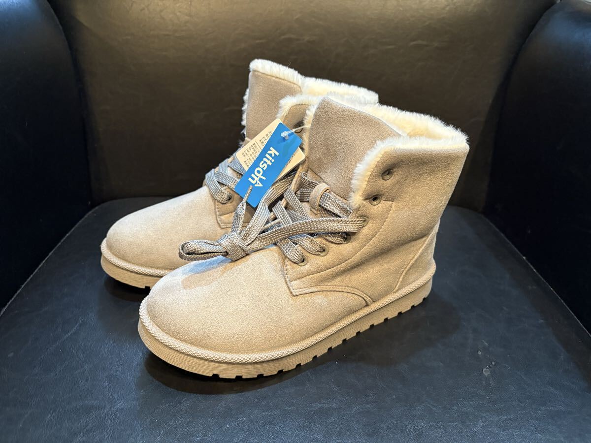 希少 格安 高級 kitson LA キトソン レディース ライトグレー スウェード ブーツ L フェイクファ 保管品 防寒 かわいい 優雅 トラベル 拍卖