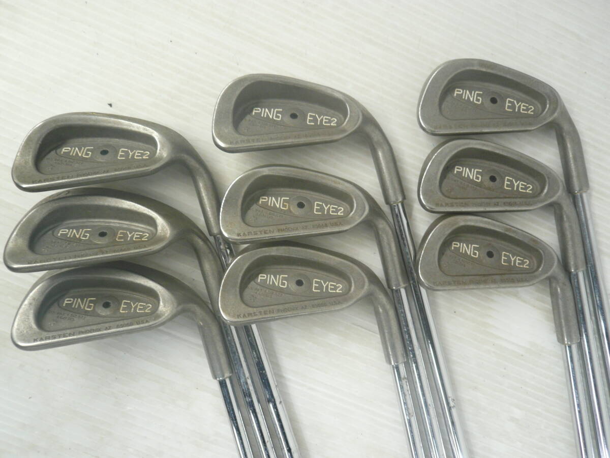 ♪PING ピン メンズ アイアン EYE2 黒ドット 9本組 3-9.P.W / スチールシャフト KT-SHAFT S/N 4432598 送料は説明欄※現状品扱い ■160拍卖