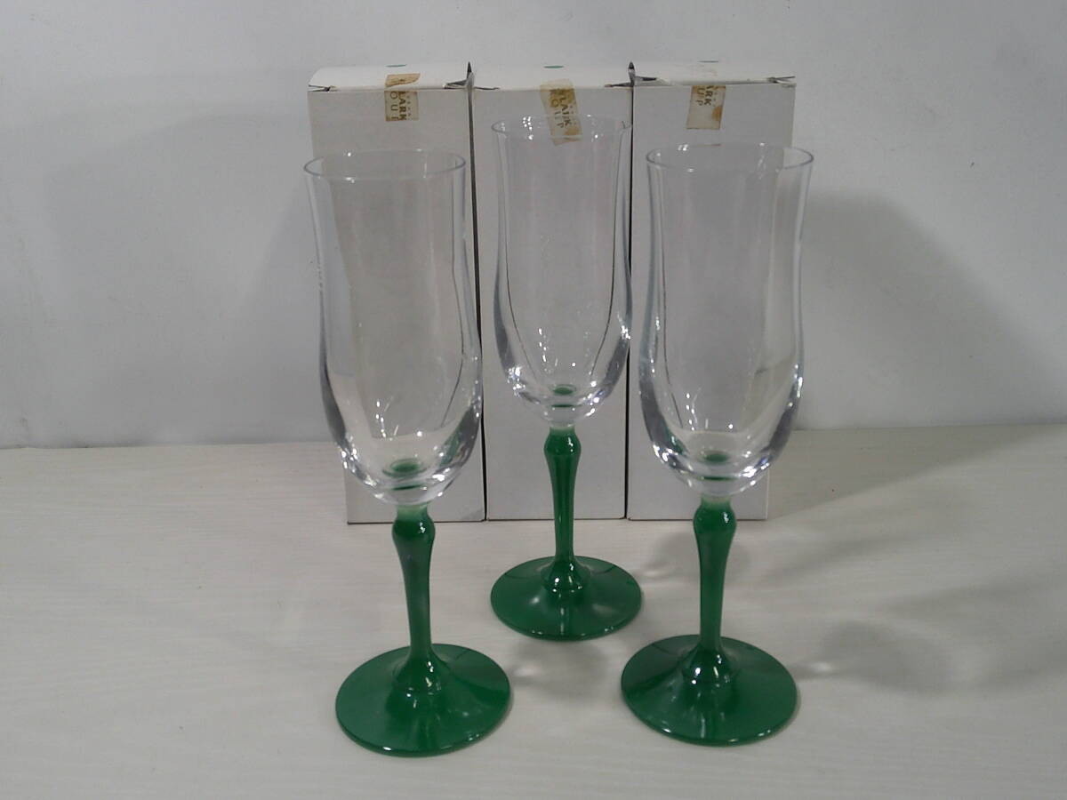 ◆シャンパングラス 3個セット 直径約5cm×21.5cm※現状品■60拍卖