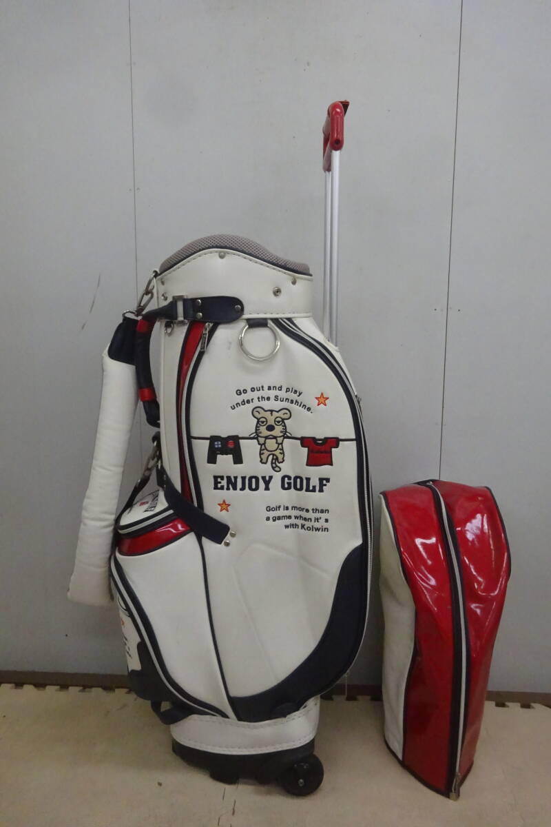 ★268)キャスター付きキャディバック・コルウィン Kolwin 6分割 フード傷み※中古/使用汚れ現状品■160拍卖