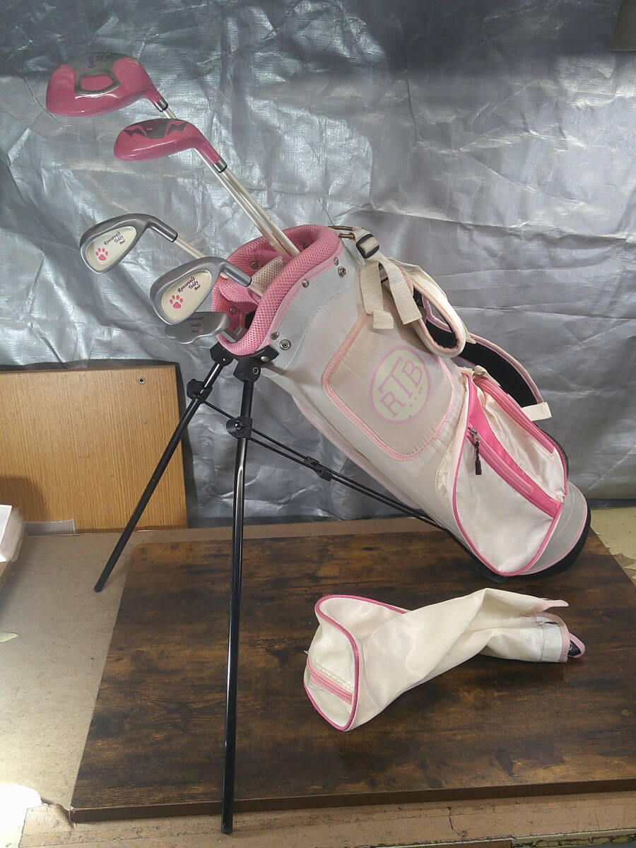 ▼③Jrクラブ付スタンド式キャディバッグ「RTB/①1W/②U30/③7/9/④P/S/⑤PT」サイズ(約)高さ73横16縦23cm/仕切4分割 ※現状品 ■160拍卖