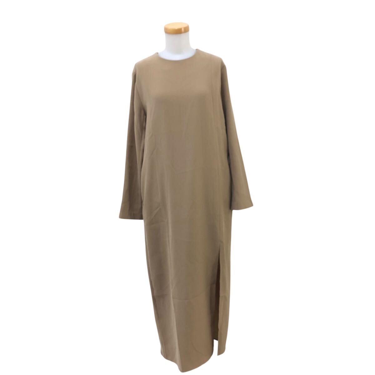 11Nm333-63 TODAYFUL トゥデイフル 長袖 スリット デザイン ロング ワンピース ワンピ ベージュ レディース 38拍卖