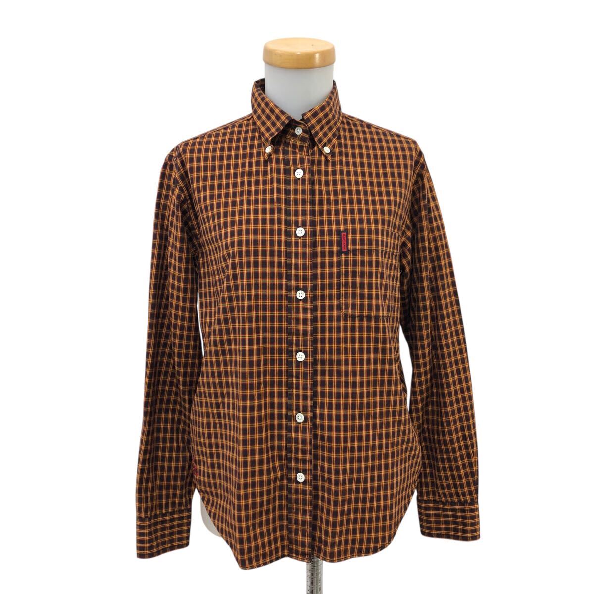 11Nm333-69 PEARLY GATES パーリーゲイツ チェック ボタンダウン 長袖 ブラウス シャツ GOLF ゴルフ ウェア トップス ブラウン系 2W 日本製拍卖