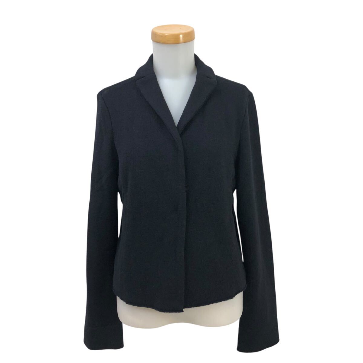11Nm334-85 美品 BASILE28 バジーレヴェントット ウール ニット テーラード ジャケット 上着 羽織り ブラック レディース 40 日本製拍卖