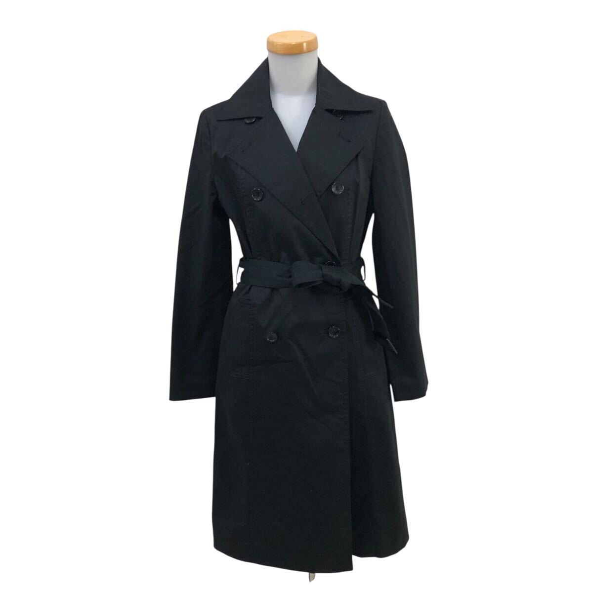11Nm336-39 M-PREMIER エムプルミエ コットン ストレッチ トレンチコート コート 上着 羽織り アウター ブラック 黒 レディース 36 日本製拍卖