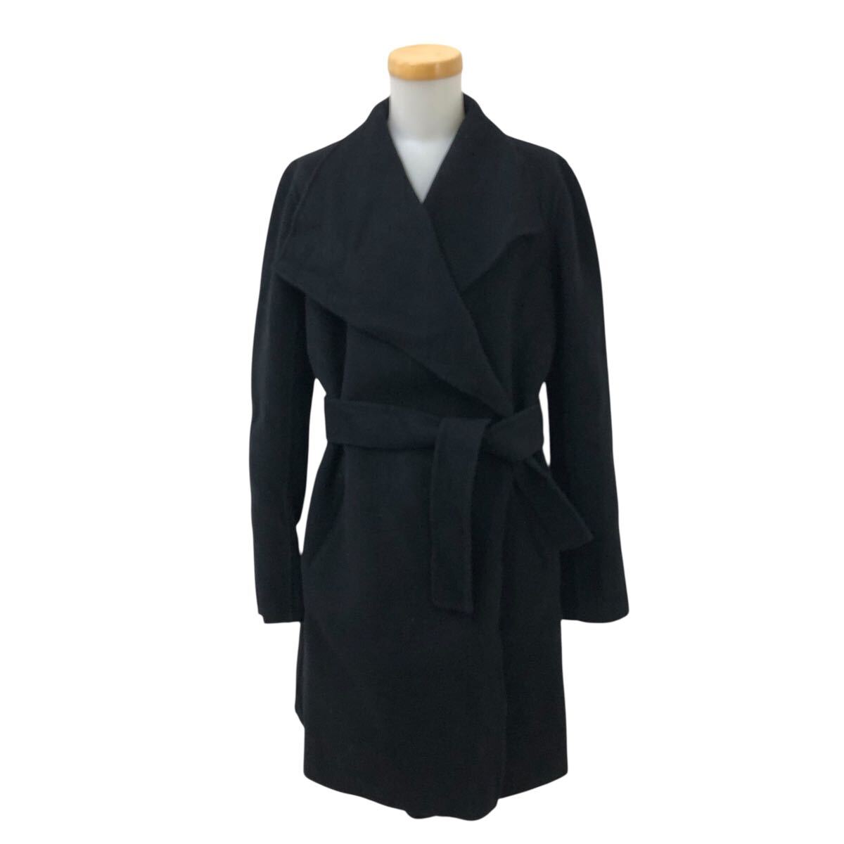 11m673-46 JOSEPH ジョセフ カシミヤ混 カシミア混 ウール コート 上着 羽織り アウター ブラック 黒 レディース 38 拍卖