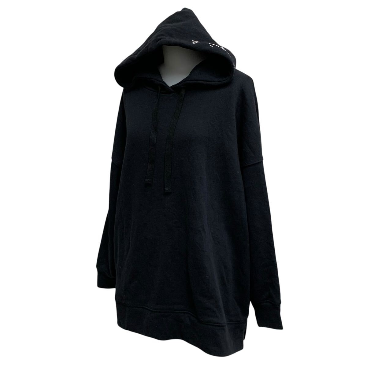 11NK011-19 agnes b. アニエスベー 長袖 トレーナー パーカー プルオーバー フード ロゴ 刺繍 黒 レディース 女性用 38拍卖
