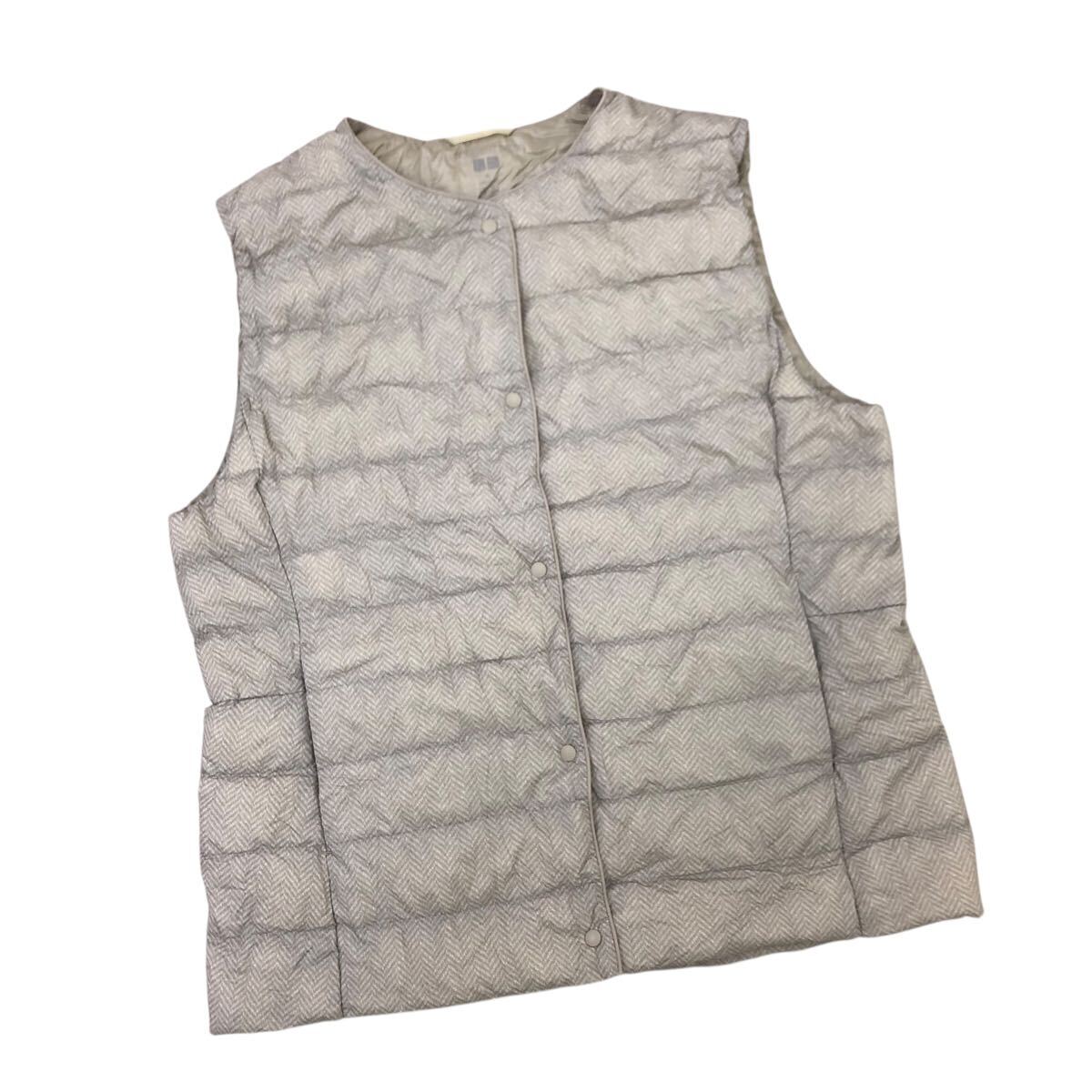 11Nm337-66 大きいサイズ UNIQLO ユニクロ ダウン 90% ウルトラライトダウン ベスト ダウンベスト インナーダウン 軽量 羽織 ベージュ XL拍卖