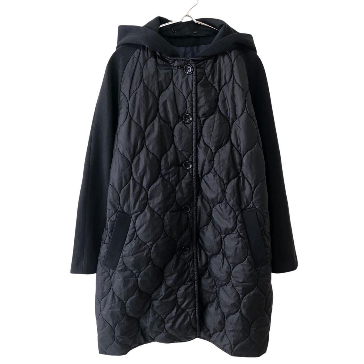11NG009-6 J.PRESS ジェイプレス キルティング コート アウター トップス 長袖 裏地 袖切り替え レディース M ブラック 黒拍卖