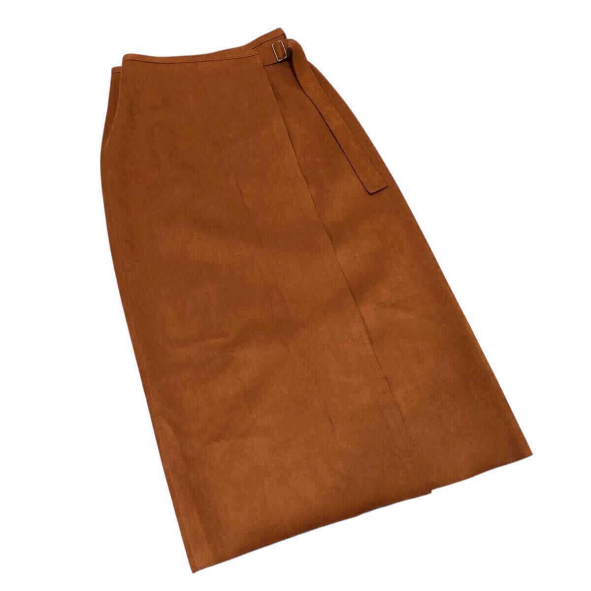 11NG009-19 良品 FRAY I.D フレイアイディー タイトスカート 巻きスカート スカート 無地 ロング レディース 1 S相当 キャメル拍卖