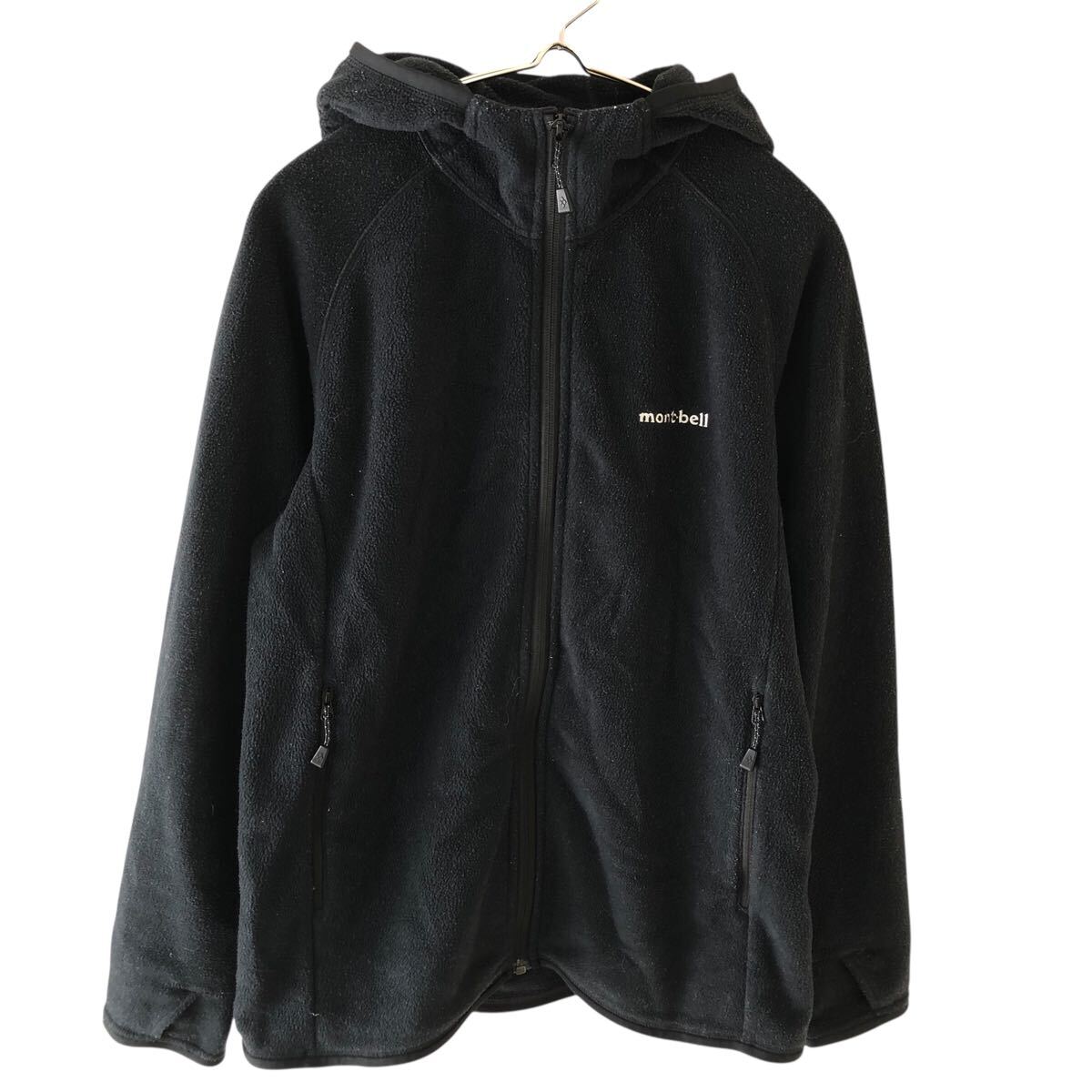 11NG010-25 mont-bell モンベル フリース トップス フード フルジッパー アウトドア ロゴ 刺繍 レディース L ブラック 黒拍卖