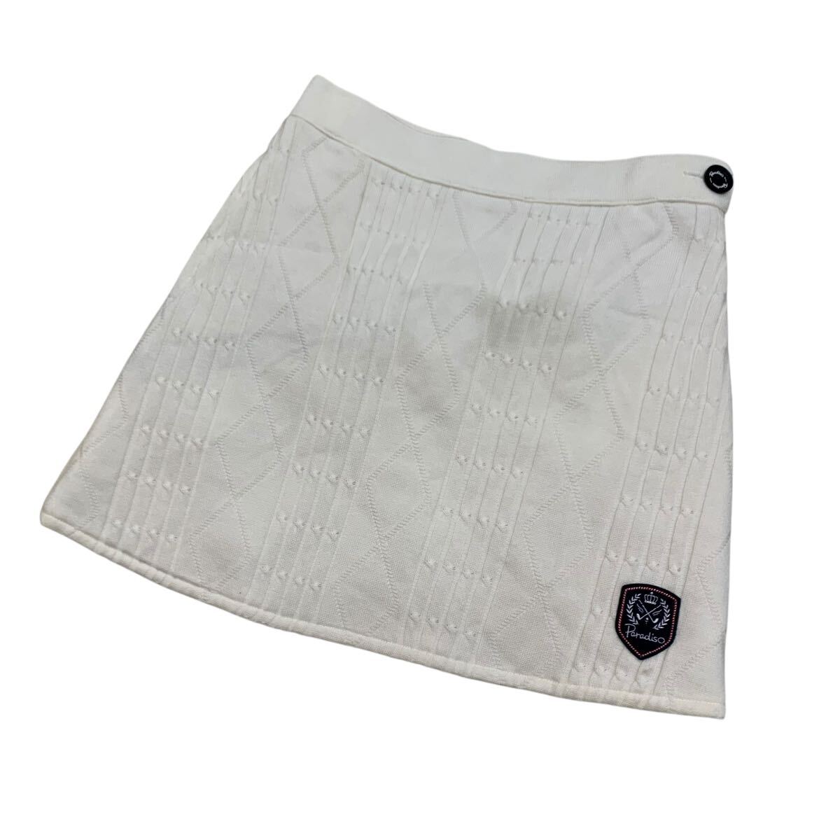 11NK012-25 Paradiso パラディーゾ スポーツ ミニ スカート ウール ニット 台形 白 レディース 女性用 S拍卖