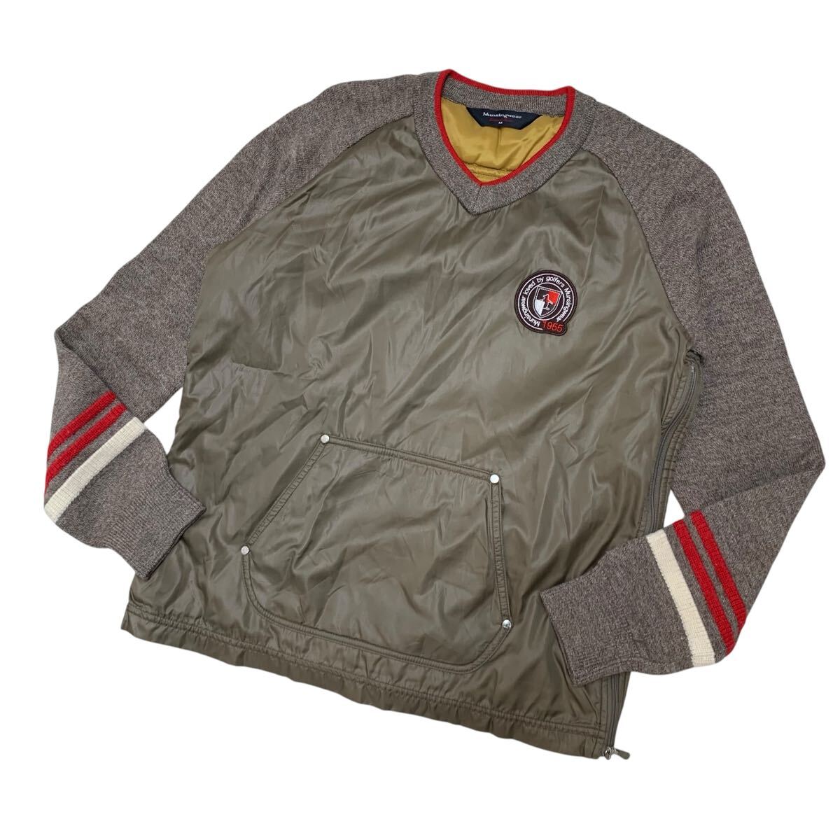 11NK012-37 Munsingwear マンシングウェア ゴルフウェア 薄手 長袖 ナイロン ウール ニット セーター トップス カーキ 茶 系 女性用 M拍卖