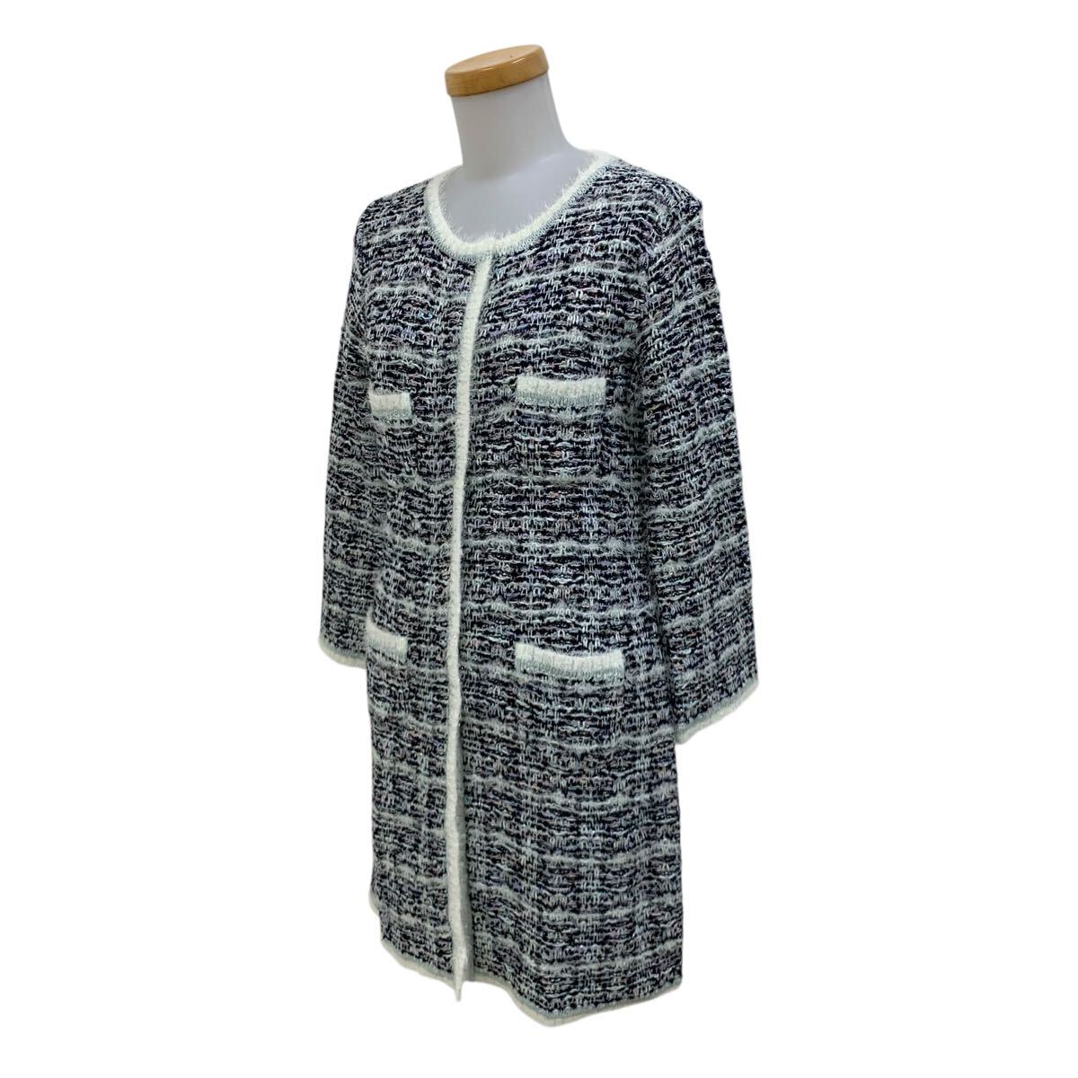 11NK013-44 EPOCA エポカ THE SHOP 長袖 ツイード ジャケット 羽織り アウター シャギー ボタン カーディガン カーデ レディース 女性用 38拍卖