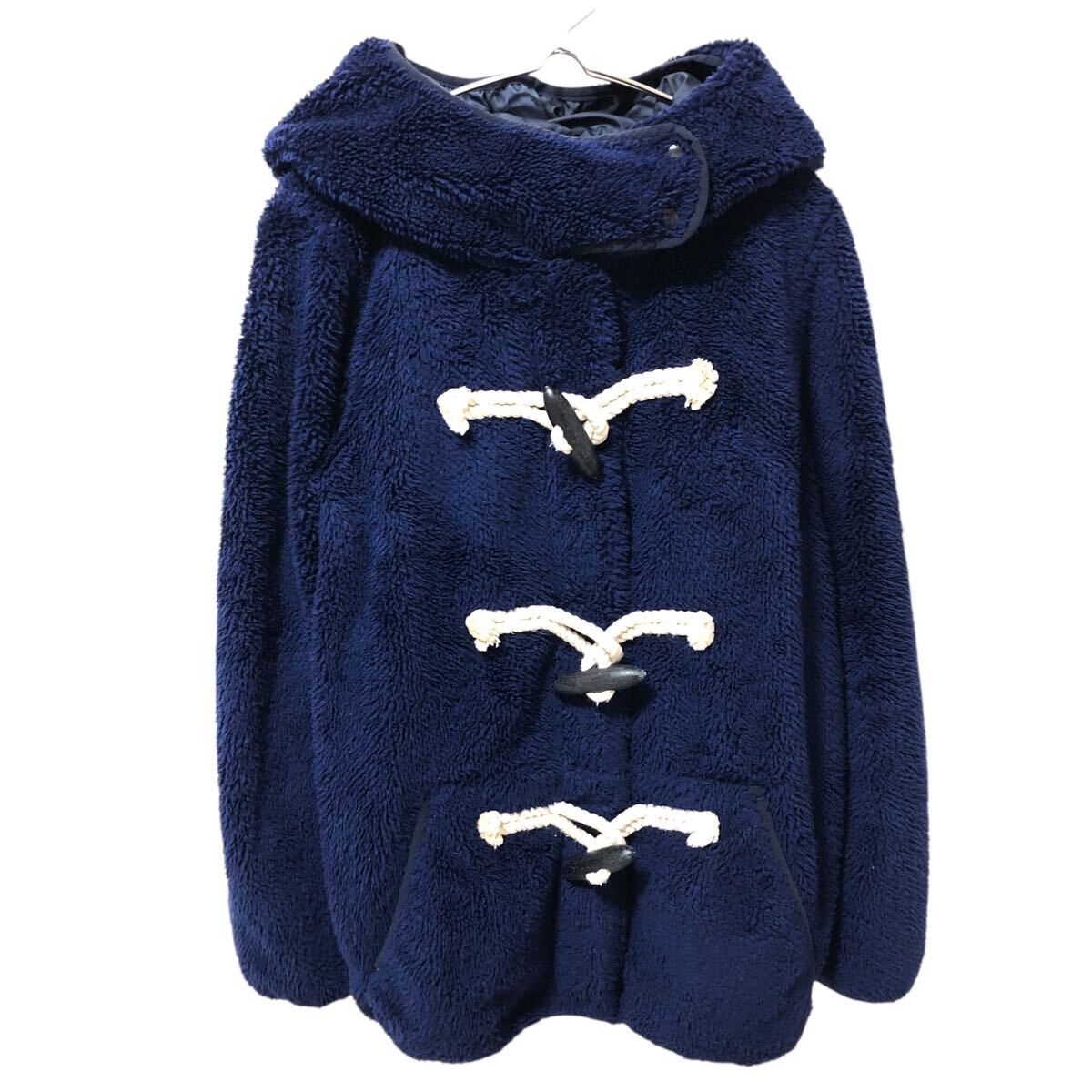 11NG013-80 mercibeaucoup, メルシーボークー ダッフルコート トップス ショート丈 くま耳 ボア ダッフル レディース 1 ネイビー 紺 拍卖