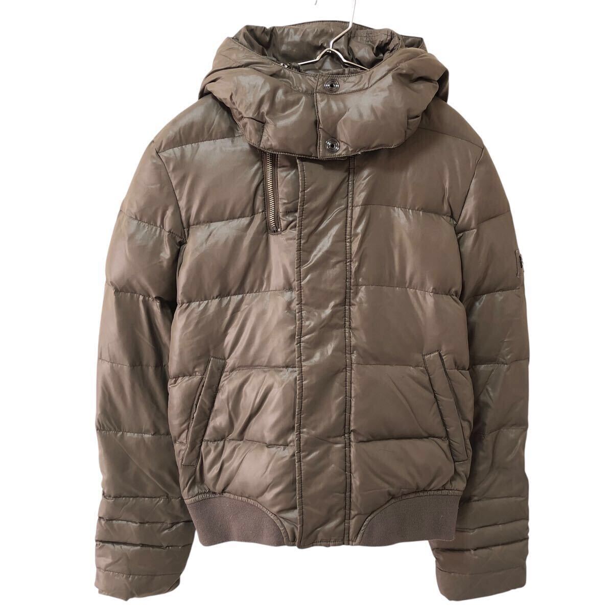 11NG013-77 DIESEL ディーゼル ダウン80% ダウン ジャケット ジップアップ アウター フード トップス 防寒 ナイロン レディース S カーキ拍卖