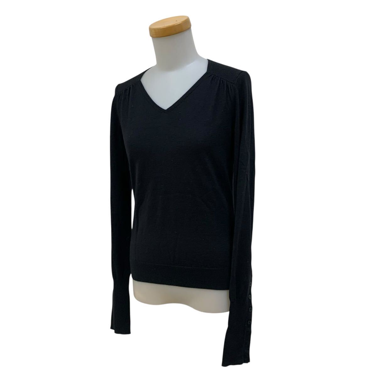 11NK013-52 TRANS WORK トランスワーク シルク カシミヤ混 長袖 薄手 ニット セーター トップス 黒 レディース 女性用 38拍卖