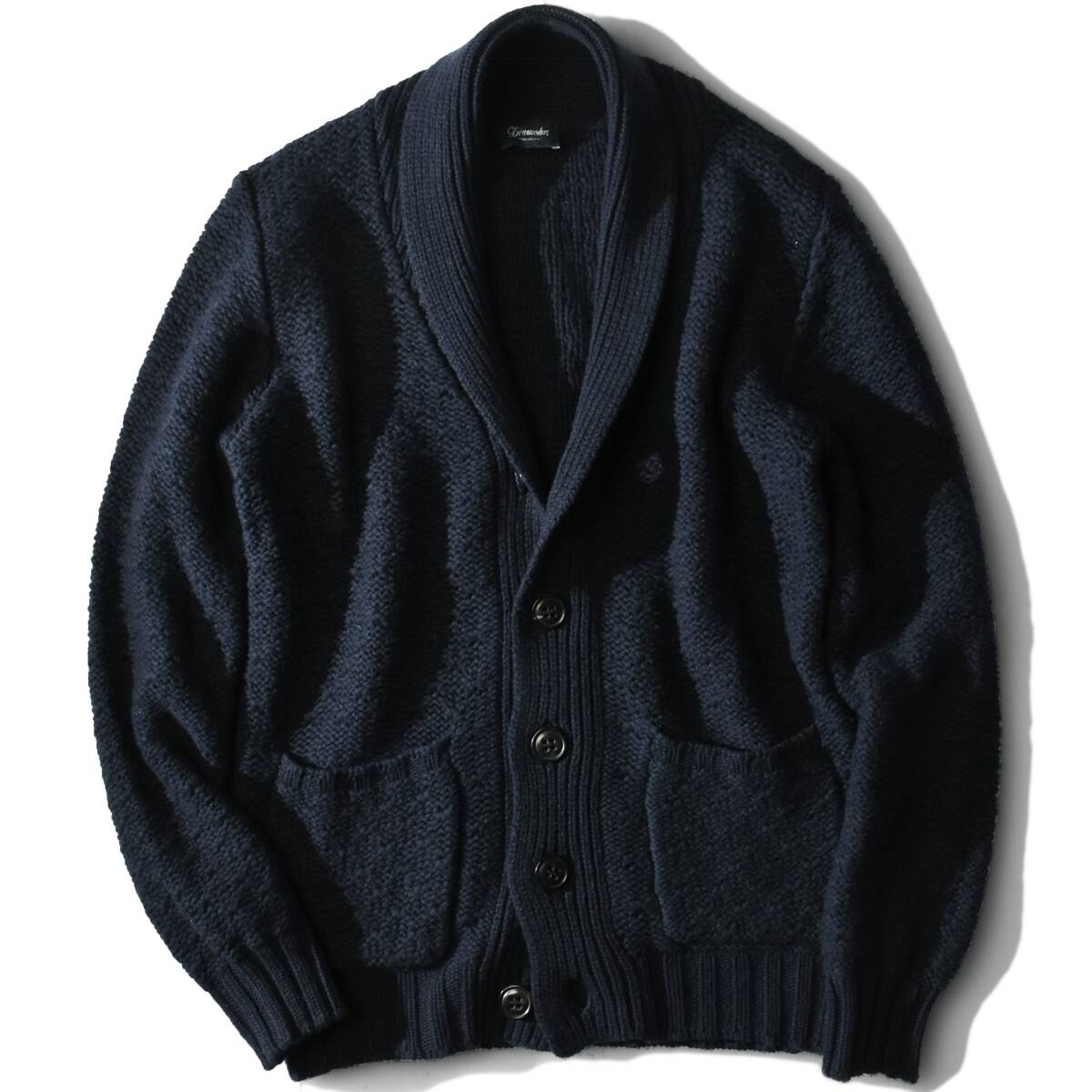 20,3万【Drumohr ドルモア 新品】10年は着れる!最高級カシミア100%◇アウター感覚の厚手ミドルゲージ◇意匠凹凸編みカシミアニットブルゾン拍卖