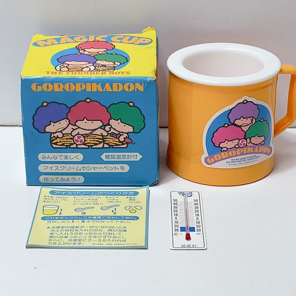 送料無料 即決 未使用 長期保管品★ゴロピカドン マジックカップ プラコップ 1984年製 箱付き 2002年 サンリオ SANRIO 当時物 希少レア拍卖