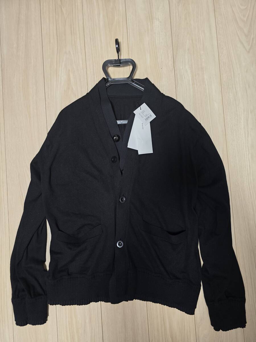 今期新品 タグ付 sacai サカイ Cotton Cashmere Knit Cardigan コットンカシミヤ ニット カーディガン 黒 ブラック 4 XL 2025年10月購入拍卖