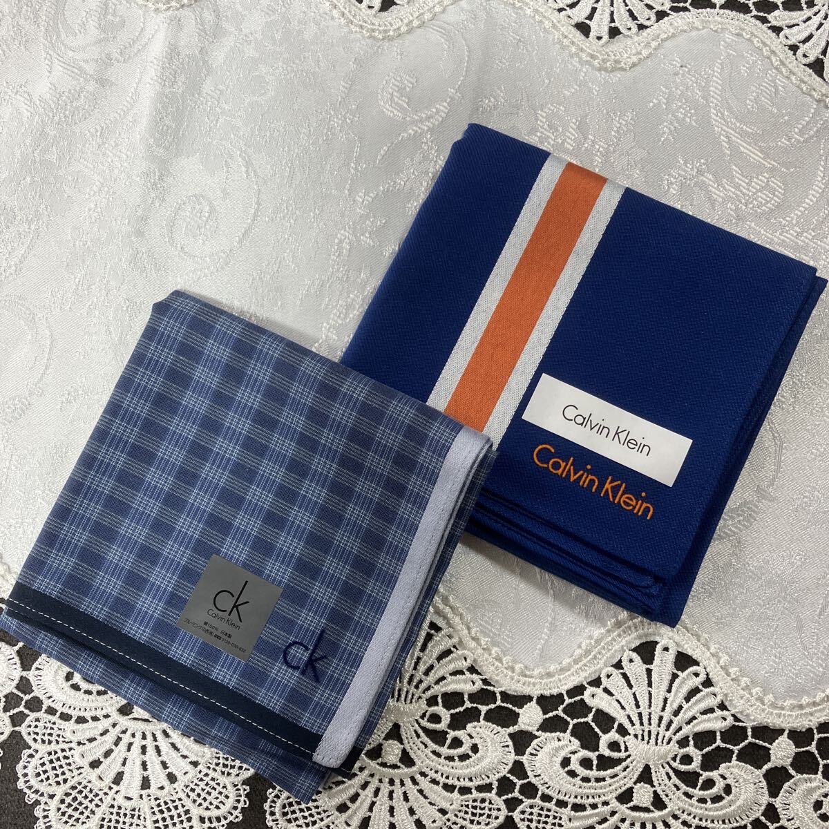 カルバンクラインメンズハンカチ2枚セット♪♪ ブランドハンカチ 素敵なメンズに 紳士用拍卖
