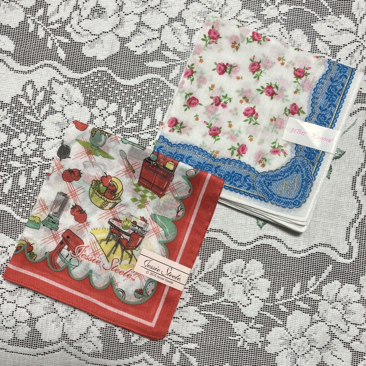 送料無料 大判 ハンカチ2枚 ベティジョンソン ジェシースチール♪♪ ブランドハンカチ 大人可愛い拍卖