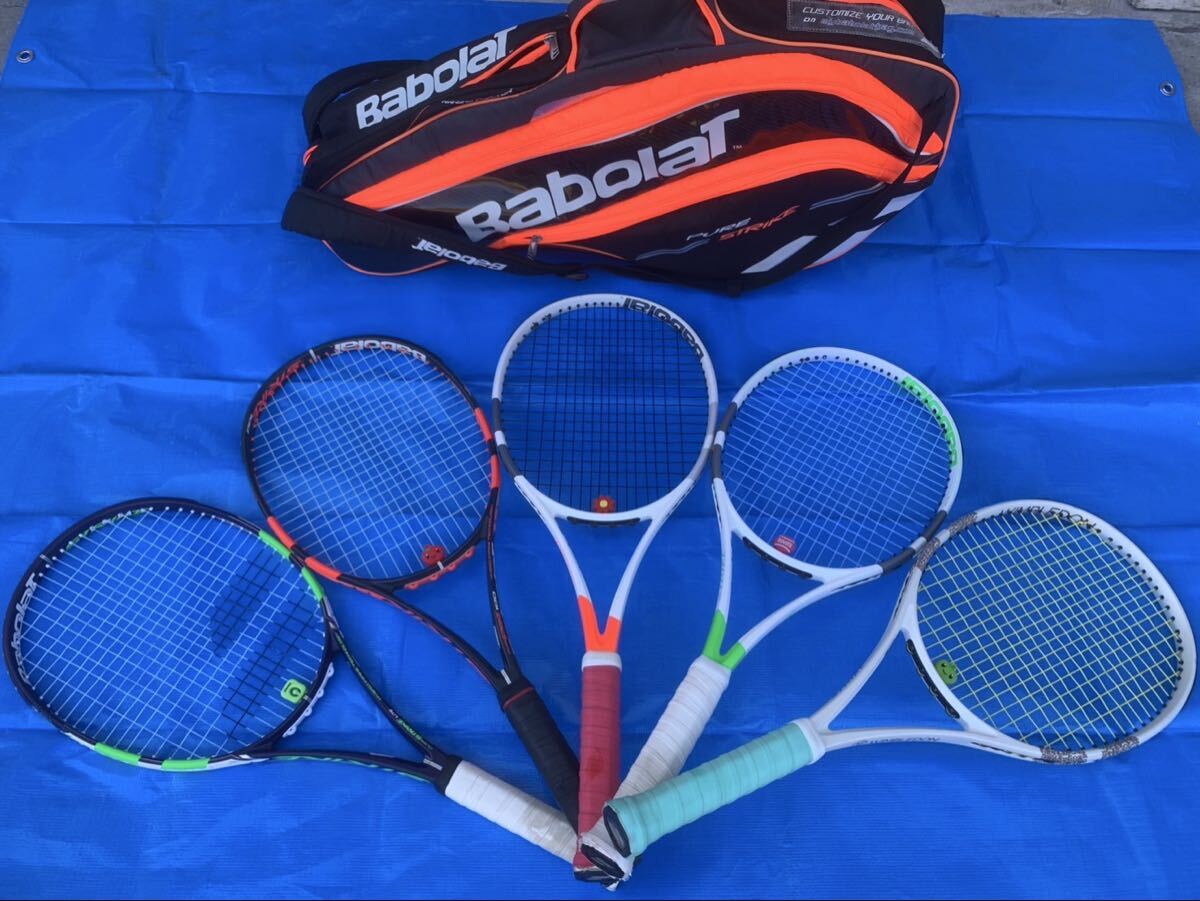 BabolaT / バボラ 軟式 テニス ラケット G2 PURE STRIKE WIMBLEDON ウィンブルドン 限定モデルなど 5本セット ケース付き拍卖