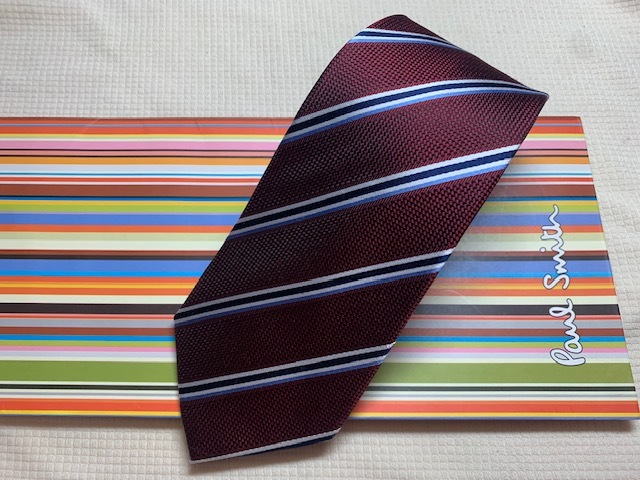 Paul Smith ポールスミスMade in Italy ネクタイエンジストライプ柄シルク100拍卖