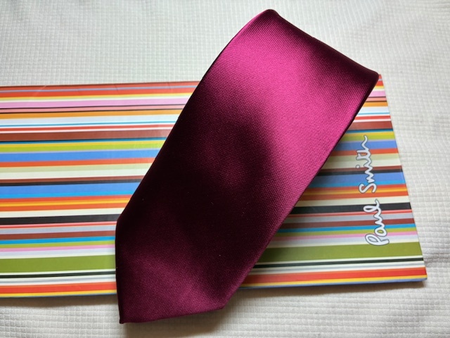 Paul Smith ポールスミスMade in Italy ネクタイ光沢赤むじ柄シルク100拍卖