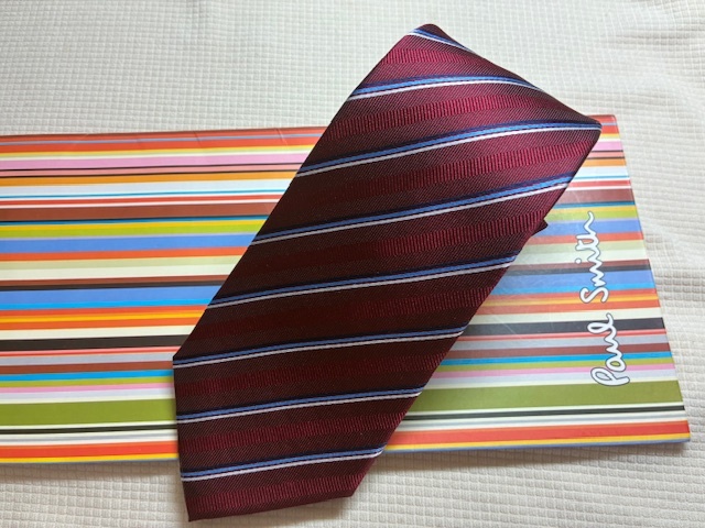 Paul Smith ポールスミスMade in Italy ネクタイエンジストライプ柄シルク100拍卖