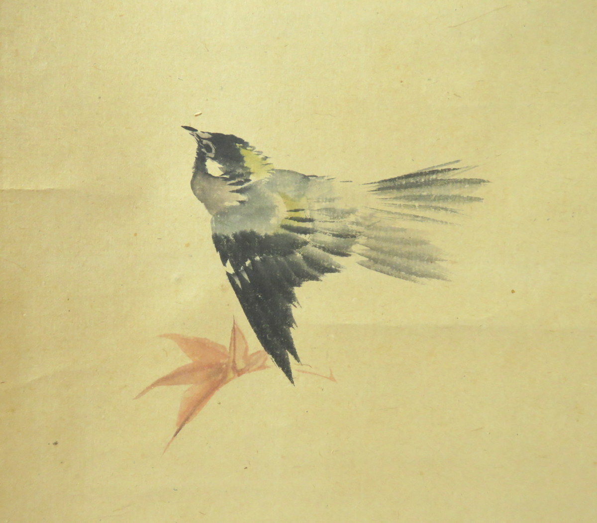 JY979◆◇掛軸 田平玉華(1878-1923)「秋韻(紅葉に四十雀)」尺巾 物故作家掛軸◇◆初秋 晩秋 日本画 花鳥画拍卖