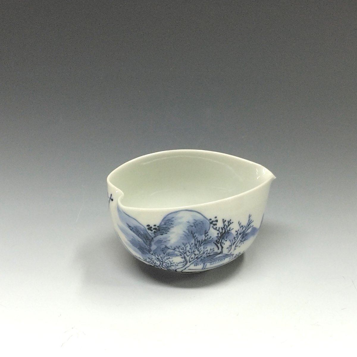 名窯◆◇清水焼│Kiyomizu ware(京都,大正/1910年代頃) 手描き染付 山水文詩画賛 湯冷/ 茶海◇◆煎茶道具 台湾茶 中国茶 dy14069-o拍卖